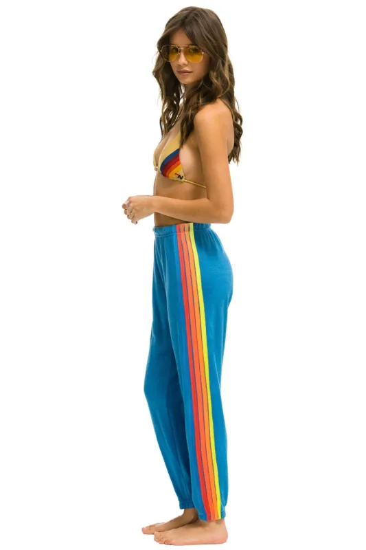 5 STRIPE SWEATPANTS - OCEAN // NEON RAINBOW sold by Aviator Nation