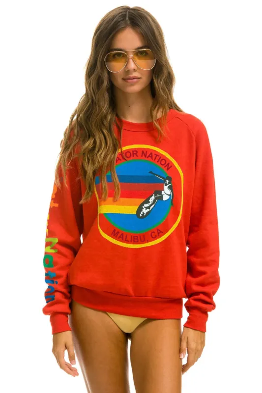 AVIATOR NATION MALIBU CREW SWEATSHIRT - RED made by Aviator Nation