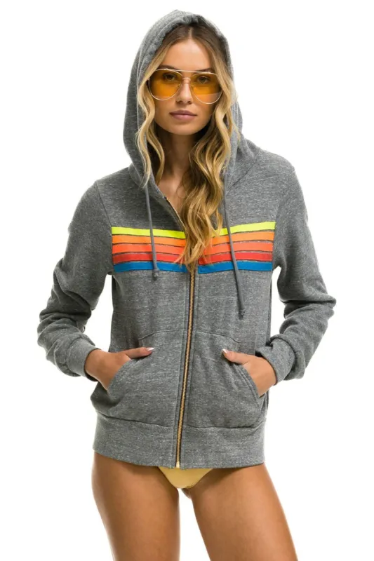 5 STRIPE HOODIE - HEATHER GREY // NEON RAINBOW sold by Aviator Nation