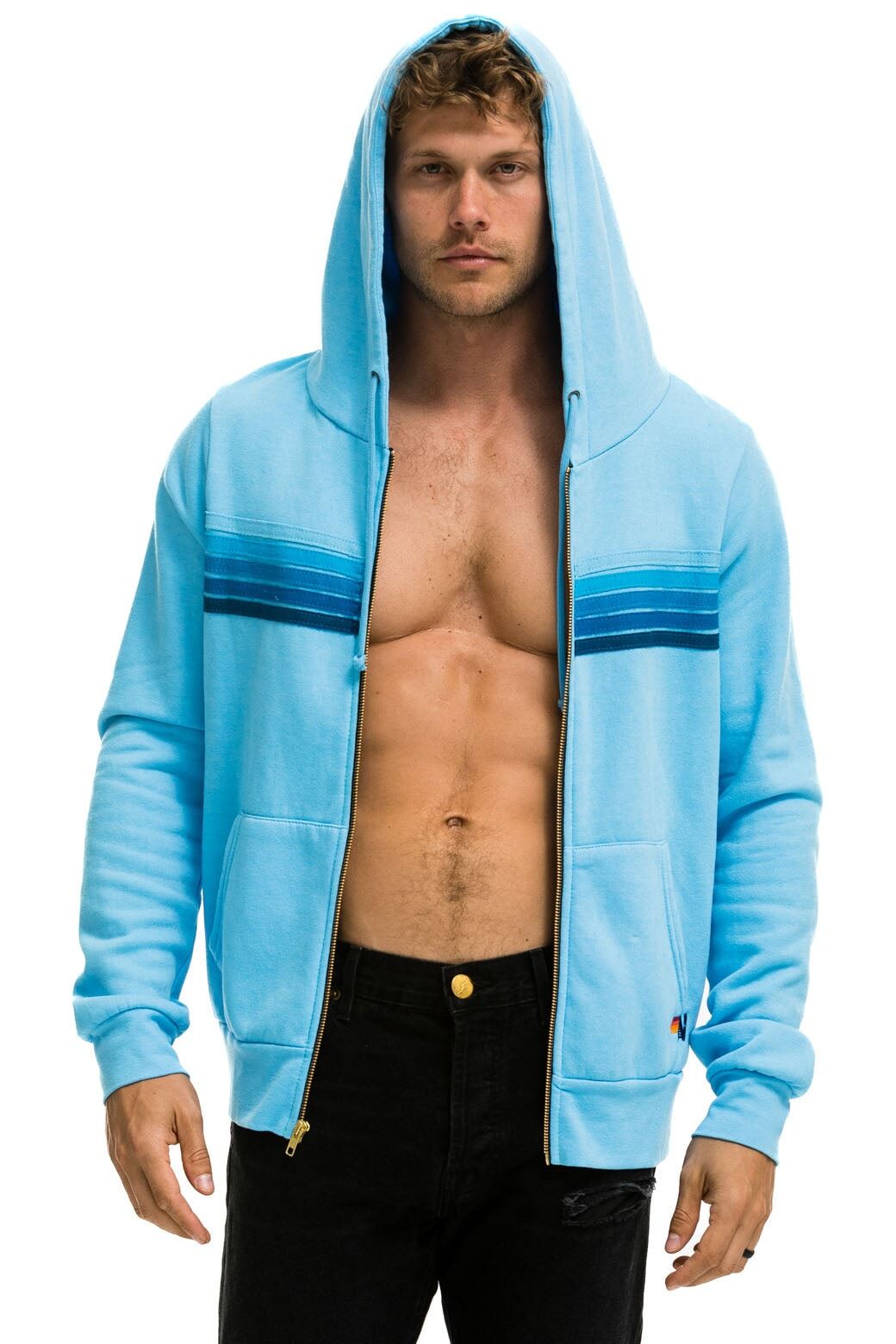 5 STRIPE HOODIE - SKY // BLUE sold by Aviator Nation product image thumbnail 2