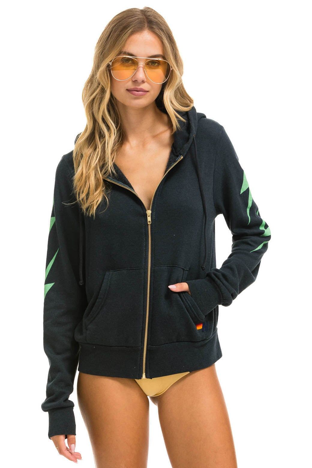 BOLT 4 ZIP HOODIE - CHARCOAL // MINT sold by Aviator Nation product image thumbnail 3