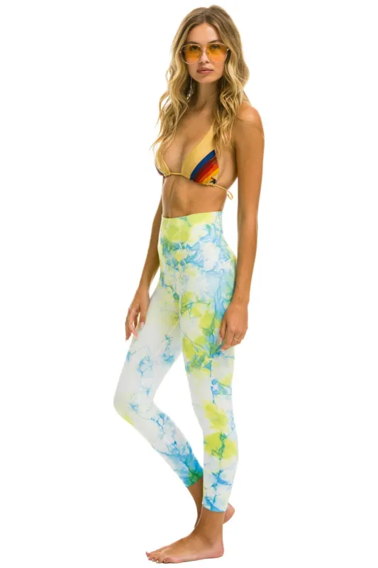 HAND DYED CROPPED HI-RISE LEGGINGS	- TIE DYE NEON YELLOW sold by Aviator Nation