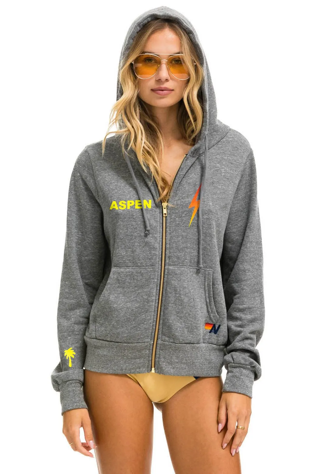 PALM TREE FESTIVAL ASPEN 2024 ZIP HOODIE - HEATHER sold by Aviator Nation