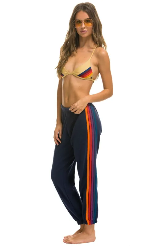 5 STRIPE SWEATPANTS - NAVY // PURPLE ORANGE sold by Aviator Nation