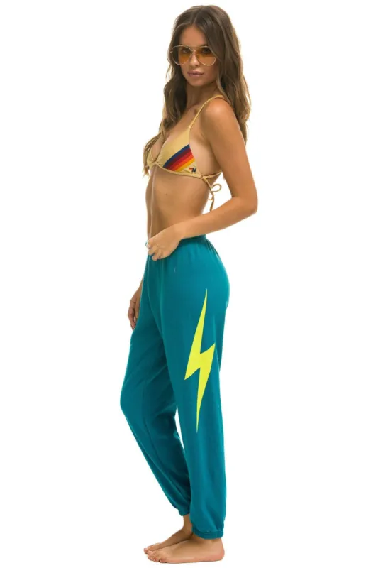 BOLT SWEATPANTS - TEAL // NEON YELLOW sold by Aviator Nation