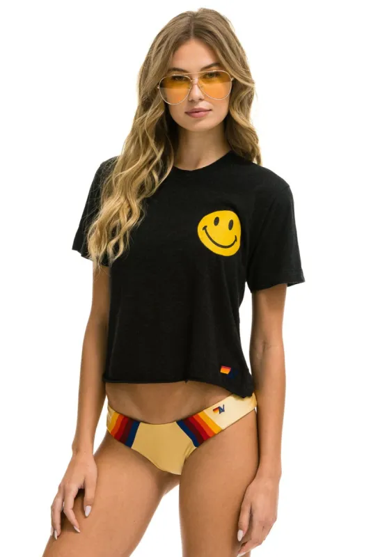 SMILEY CHASING RAINBOWS BOYFRIEND TEE - BLACK sold by Aviator Nation