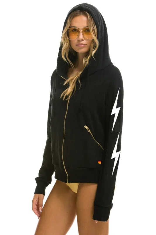 BOLT 4 ZIP HOODIE RELAXED WITH POCKETS - BLACK sold by Aviator Nation