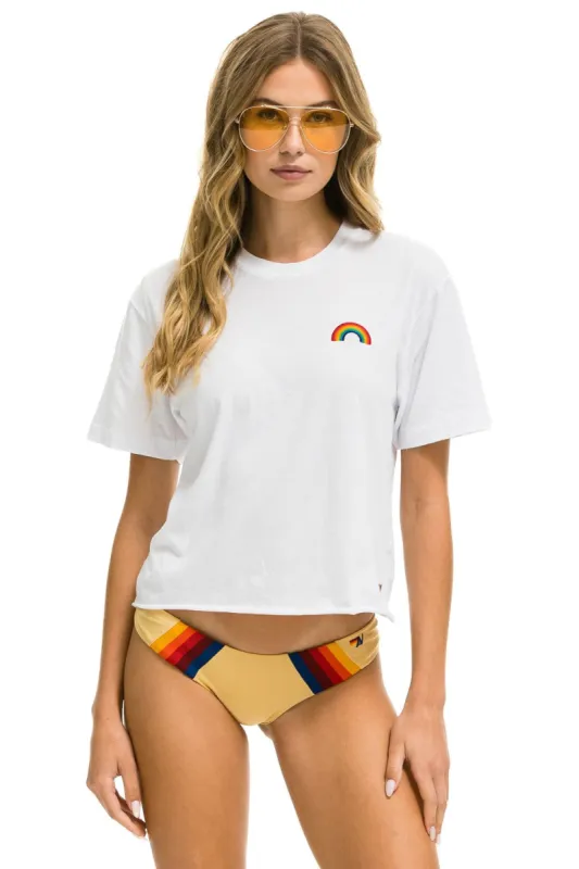 RAINBOW EMBROIDERY BOYFRIEND TEE - WHITE sold by Aviator Nation