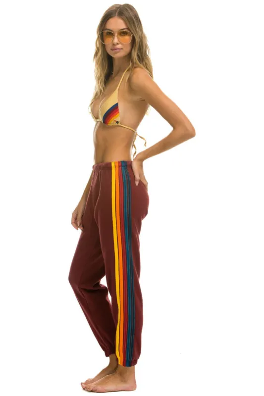 5 STRIPE SWEATPANTS - CLARET sold by Aviator Nation