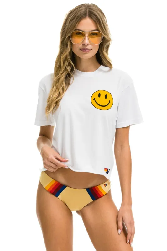 SMILEY CHASING RAINBOWS BOYFRIEND TEE - WHITE sold by Aviator Nation