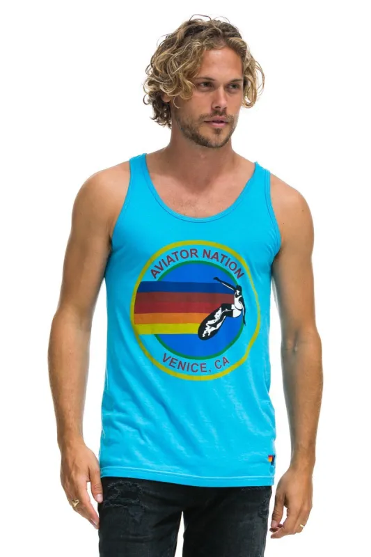 MEN'S AVIATOR NATION TANK - NEON BLUE sold by Aviator Nation