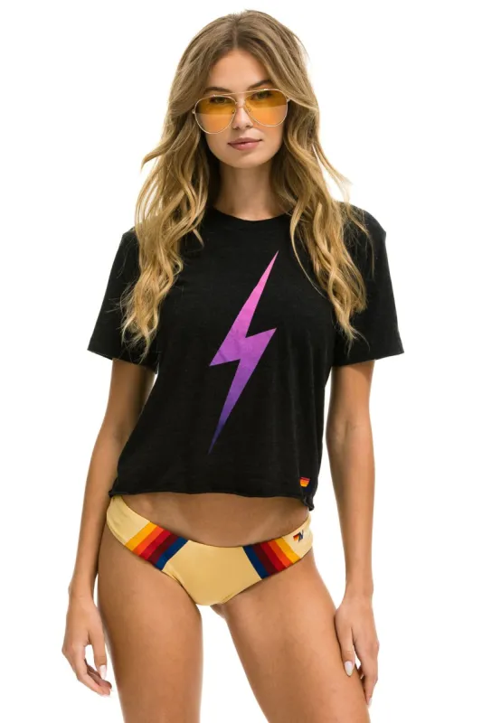 BOLT FADE LOGO BOYFRIEND TEE - BLACK // PINK PURPLE sold by Aviator Nation