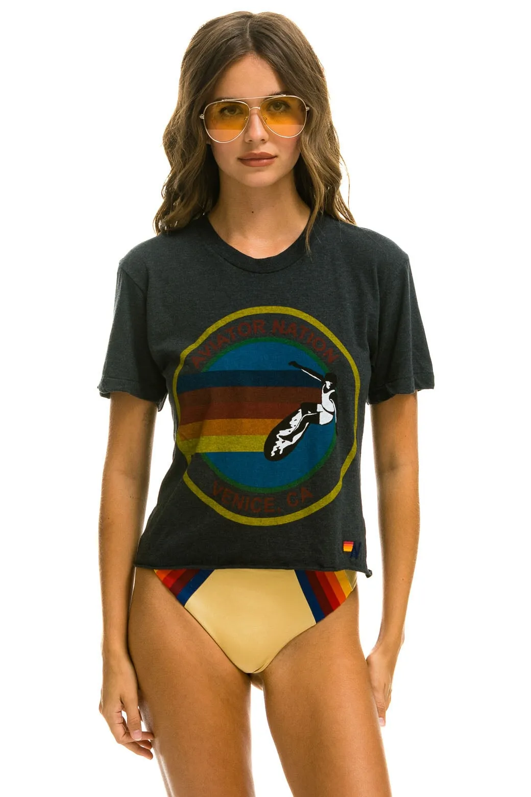 AVIATOR NATION LA JOLLA BOYFRIEND TEE - CHARCOAL sold by Aviator Nation