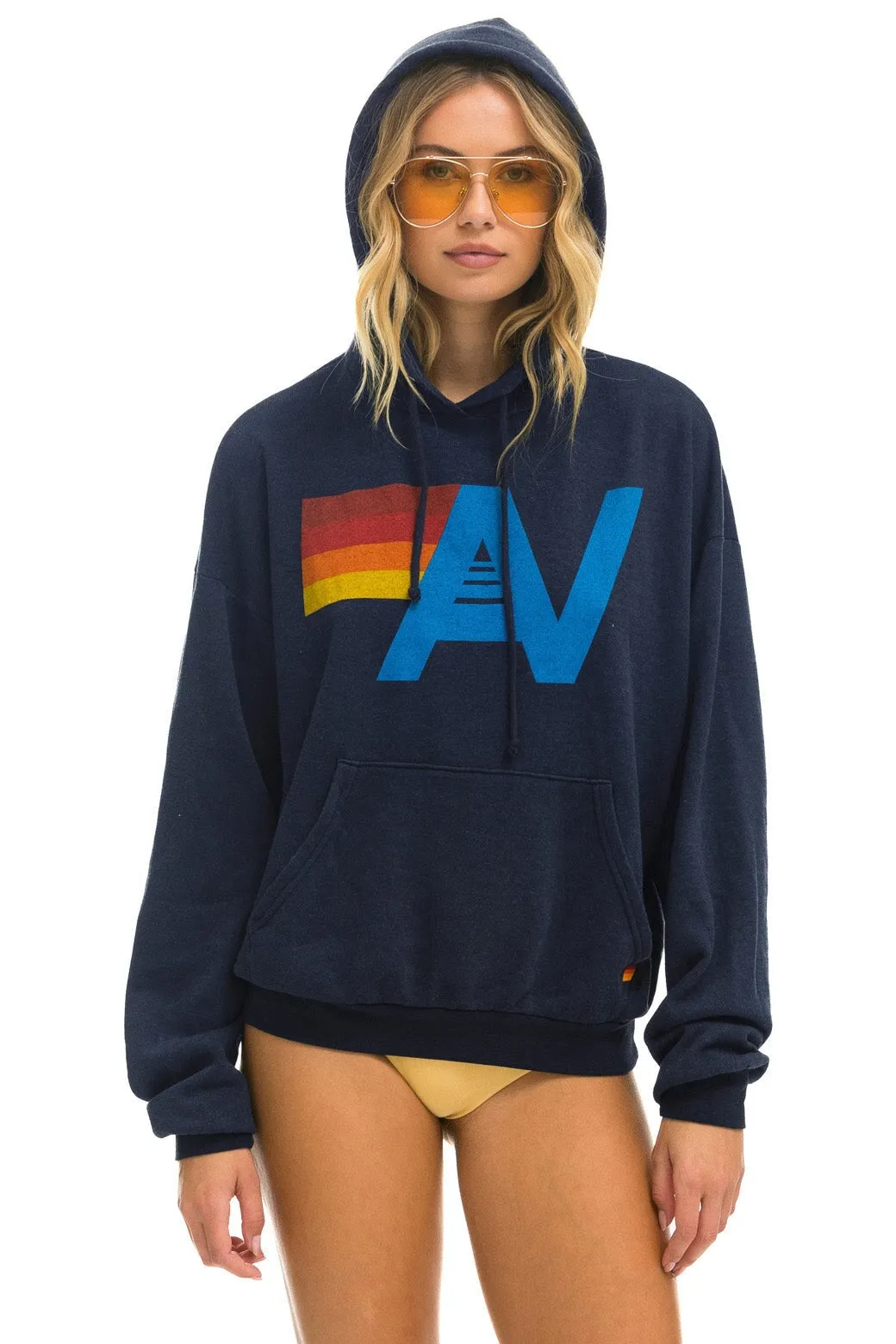 LOGO PULLOVER RELAXED HOODIE - NAVY sold by Aviator Nation