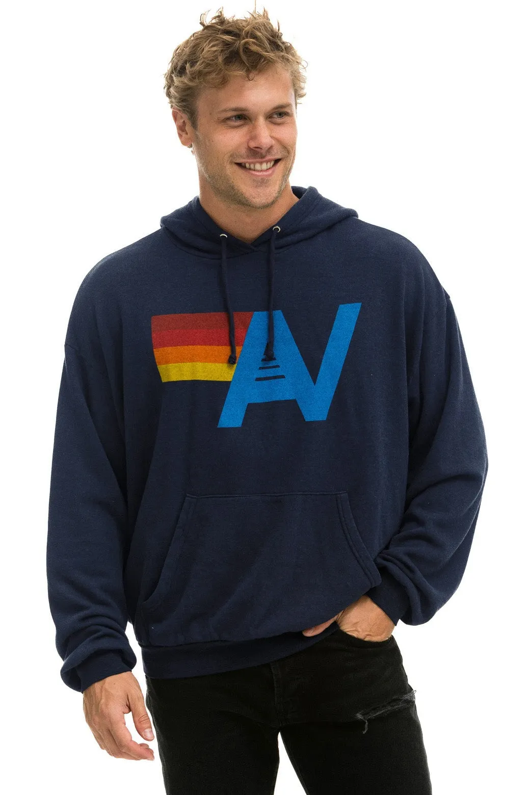 LOGO PULLOVER RELAXED HOODIE - NAVY sold by Aviator Nation product image thumbnail 2