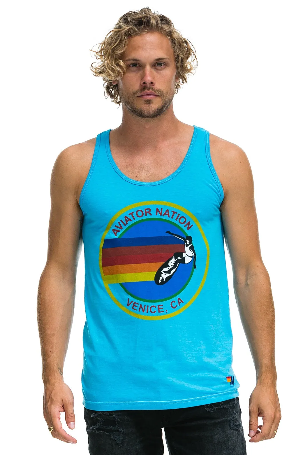 AVIATOR NATION MALIBU TANK - NEON BLUE sold by Aviator Nation