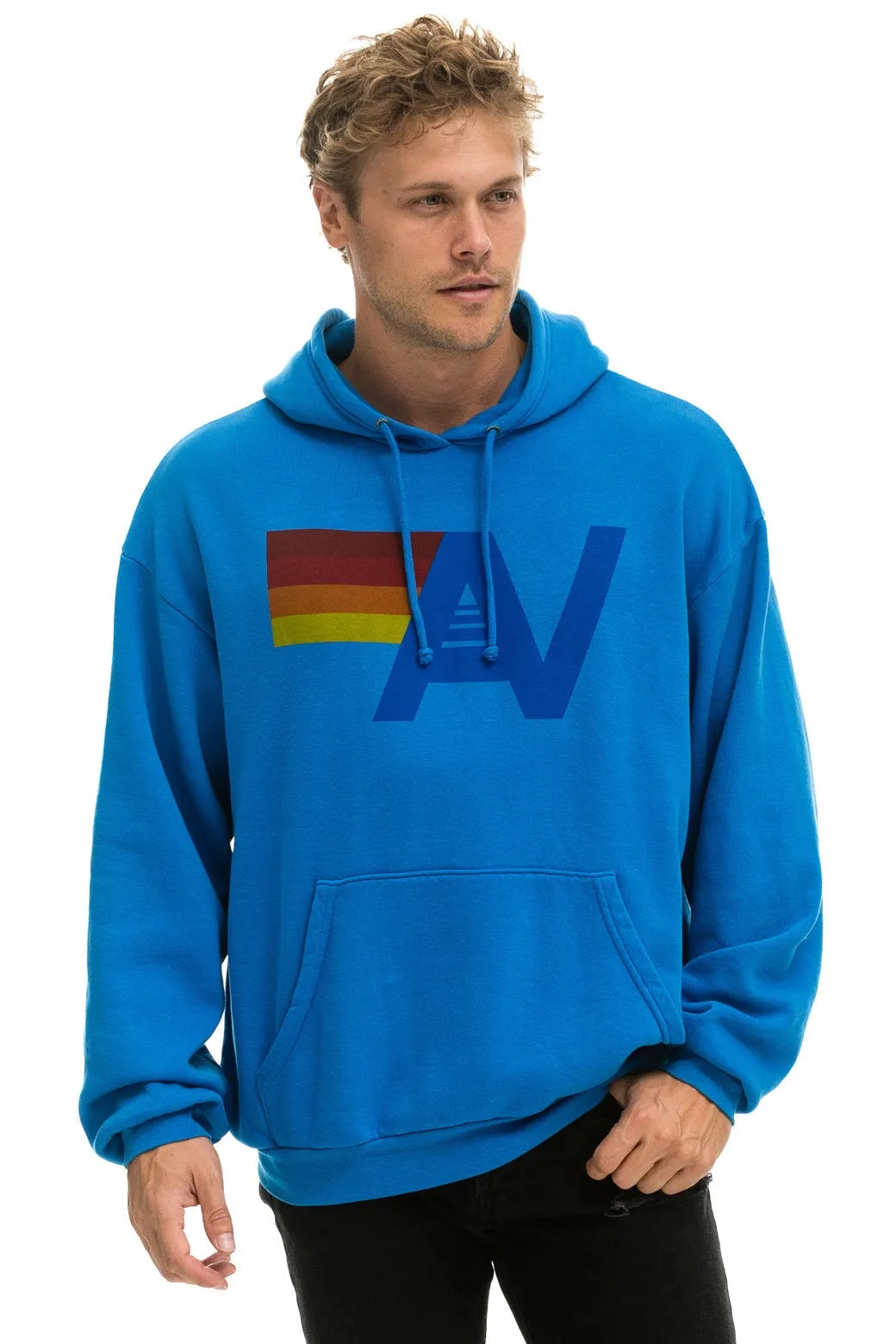 LOGO PULLOVER RELAXED HOODIE - OCEAN sold by Aviator Nation product image thumbnail 4