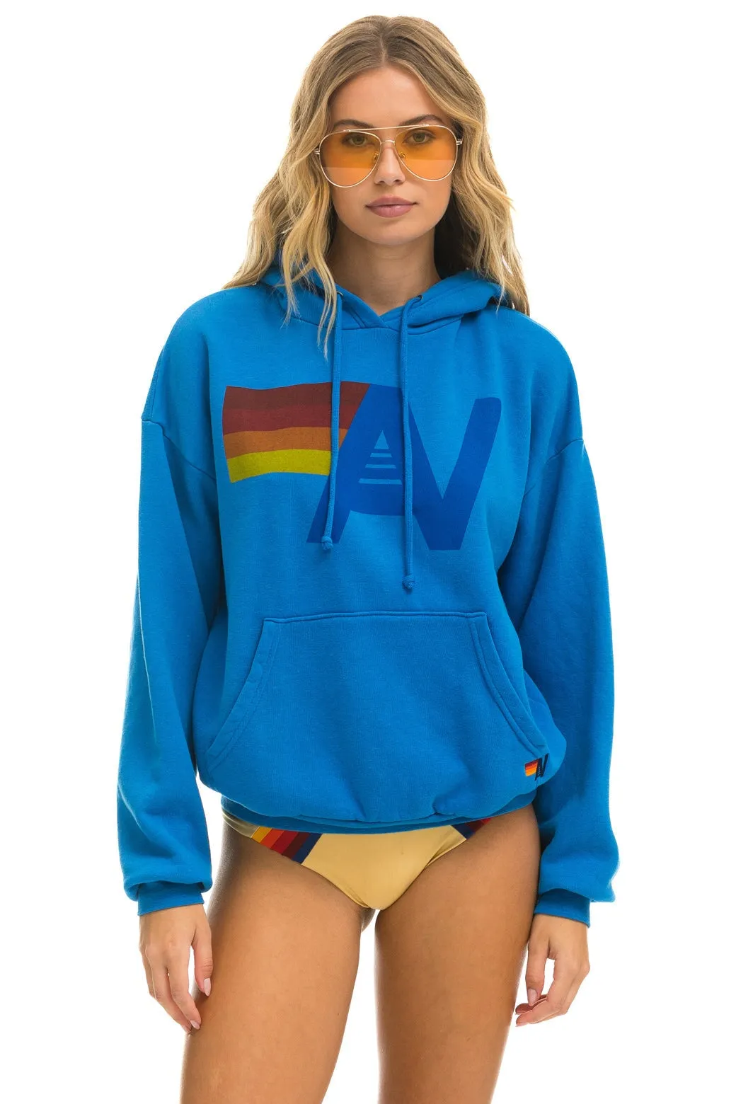 LOGO PULLOVER RELAXED HOODIE - OCEAN sold by Aviator Nation