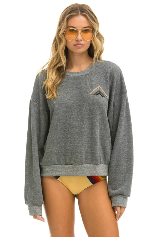 MOUNTAIN STITCH RELAXED CREW SWEATSHIRT - HEATHER // GREY sold by Aviator Nation