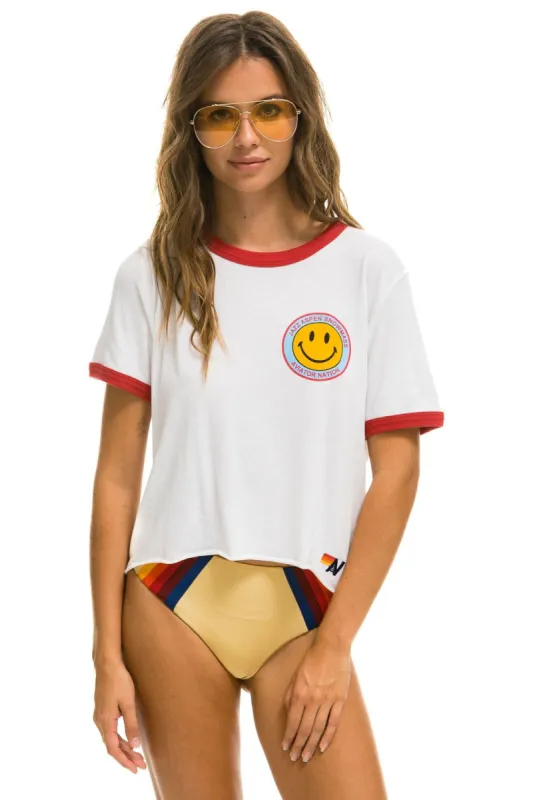 JAZZ ASPEN SNOWMASS 2022 BOYFRIEND RINGER TEE - RED/WHITE sold by Aviator Nation