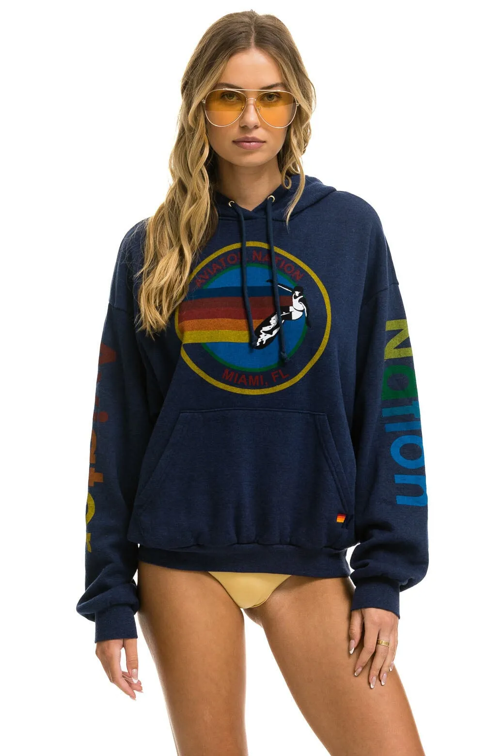 AVIATOR NATION MIAMI RELAXED PULLOVER HOODIE - NAVY sold by Aviator Nation