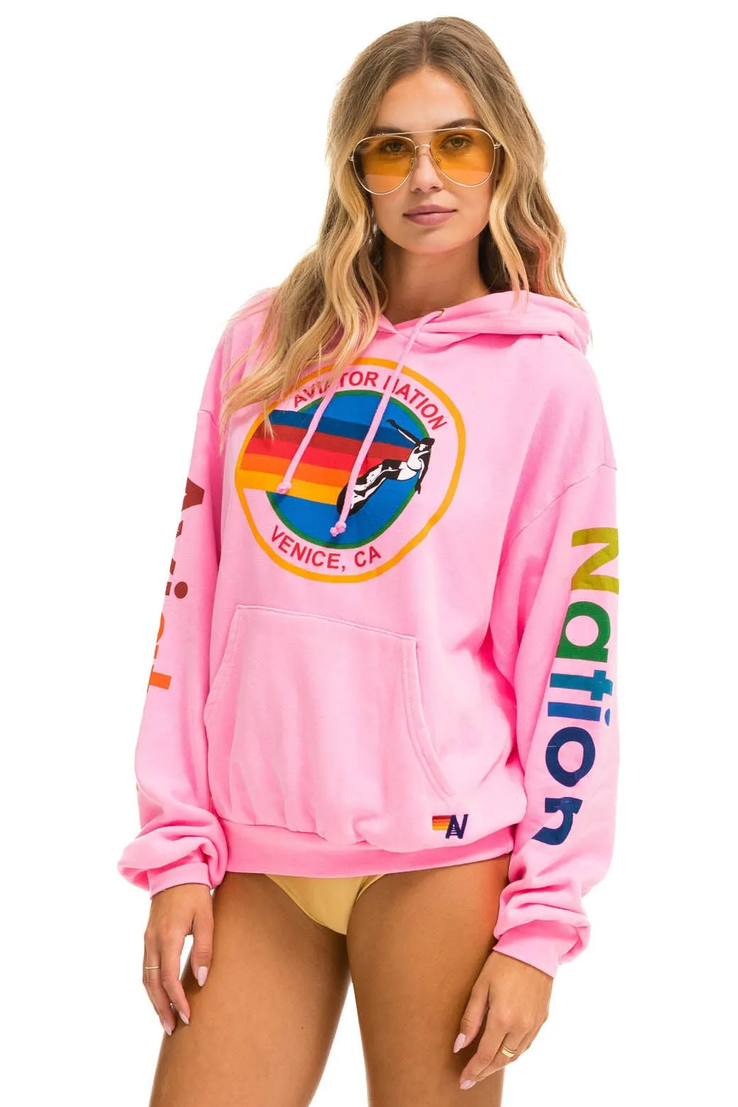 AVIATOR NATION RELAXED PULLOVER HOODIE - NEON PINK sold by Aviator Nation product image thumbnail 3