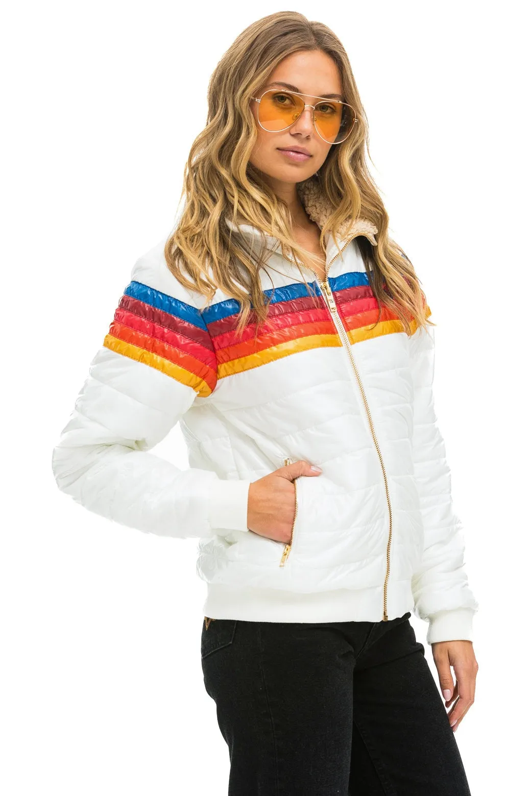 5 STRIPE JACKET - WHITE GLOSSY sold by Aviator Nation product image thumbnail 3