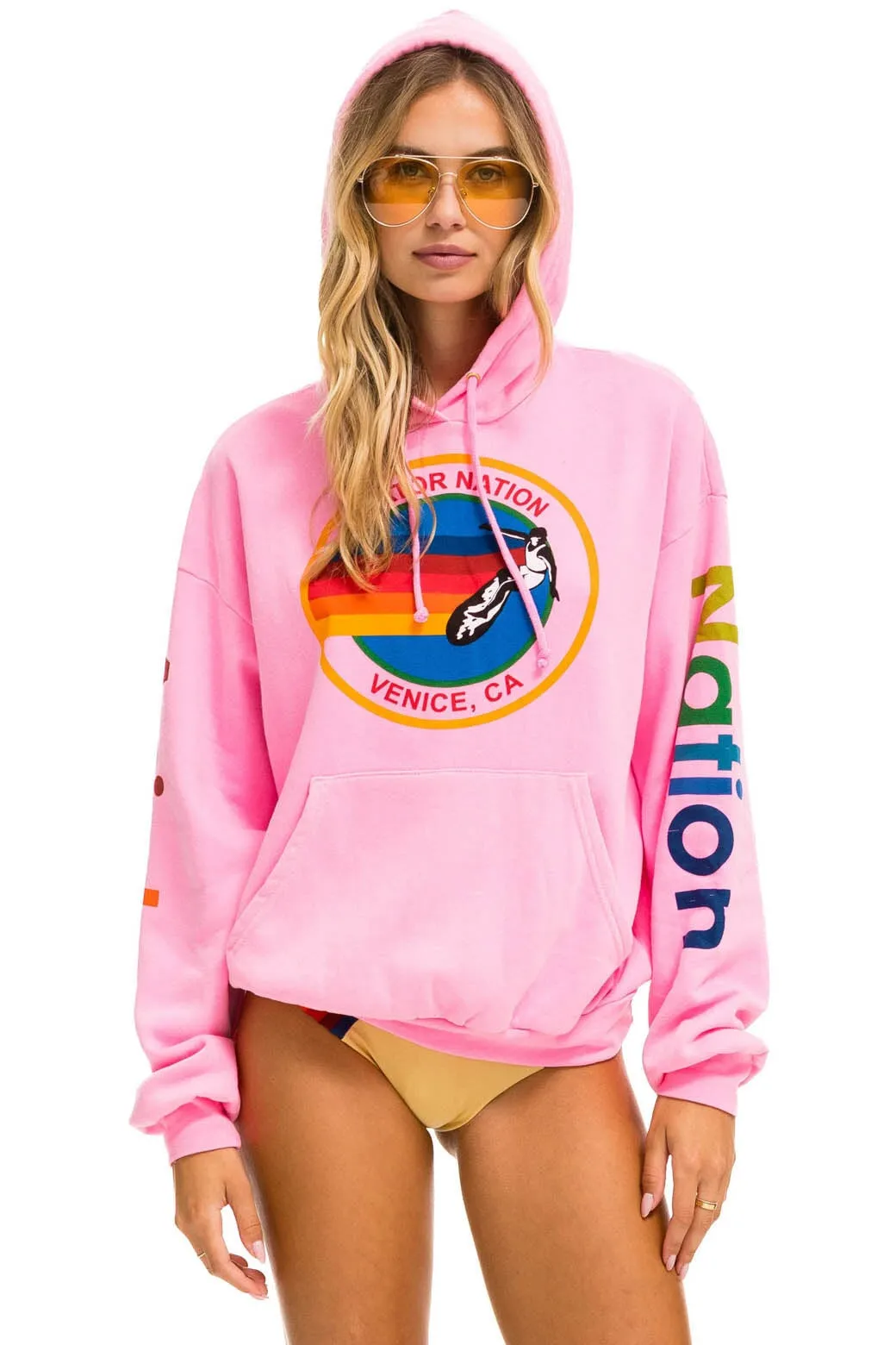 AVIATOR NATION RELAXED PULLOVER HOODIE - NEON PINK sold by Aviator Nation