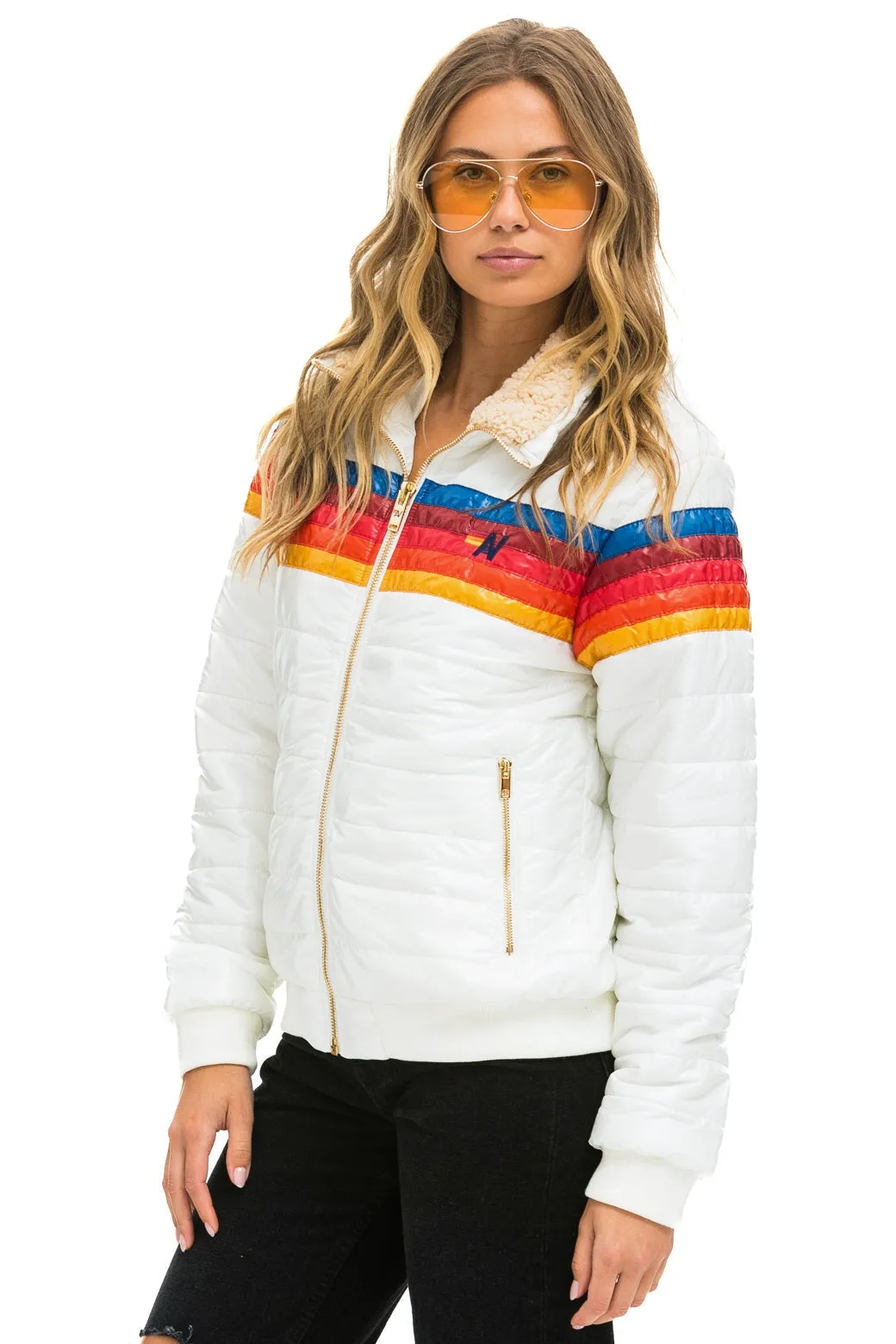 5 STRIPE JACKET - WHITE GLOSSY sold by Aviator Nation product image thumbnail 2
