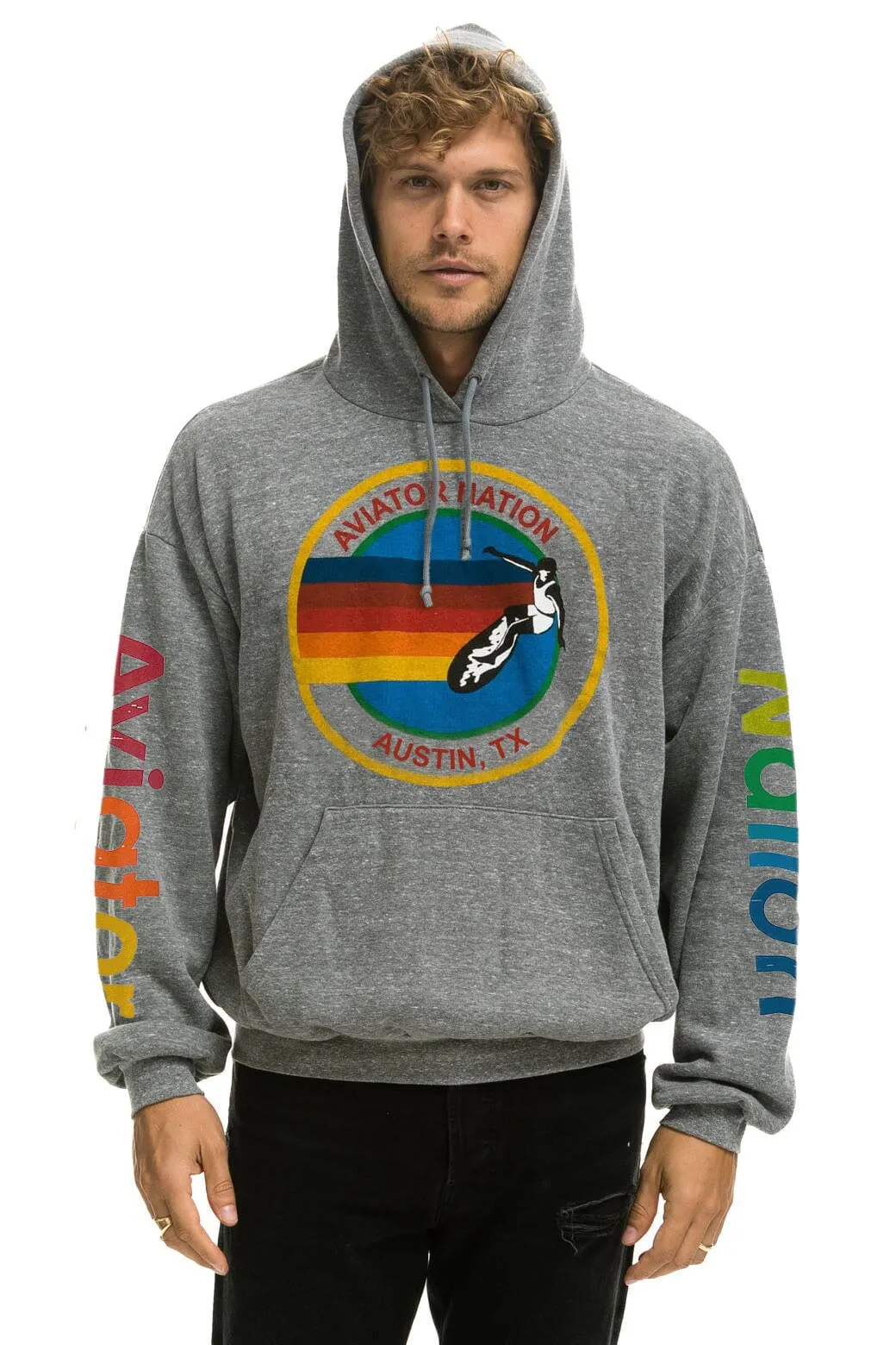 AVIATOR NATION AUSTIN RELAXED PULLOVER HOODIE - HEATHER GREY sold by Aviator Nation product image thumbnail 2