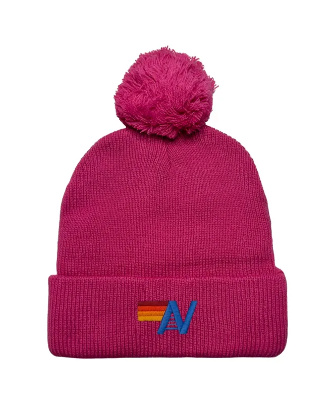 LOGO POM RIB BEANIE - HOT PINK sold by Aviator Nation