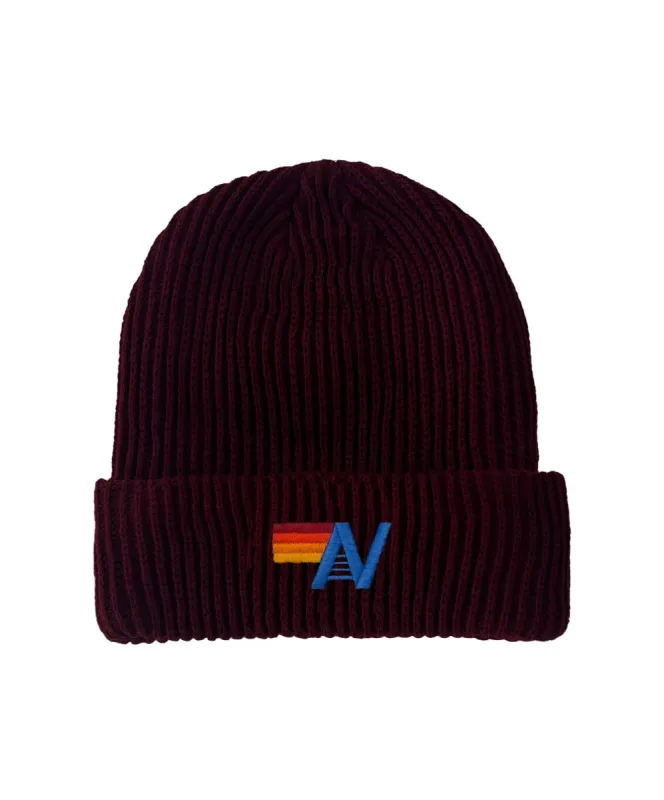 LOGO RIB BEANIE - BURGUNDY sold by Aviator Nation