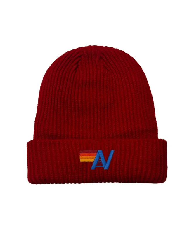 LOGO RIB BEANIE - RED sold by Aviator Nation