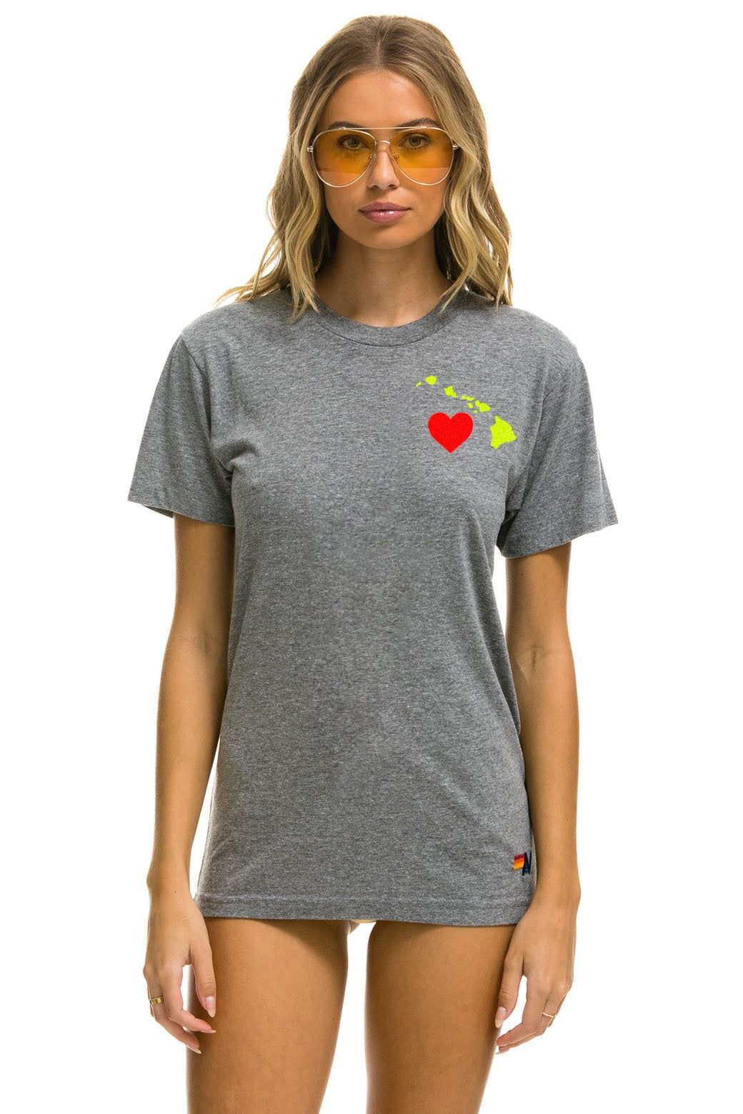 HAWAII RELIEF CREW TEE - HEATHER GREY sold by Aviator Nation