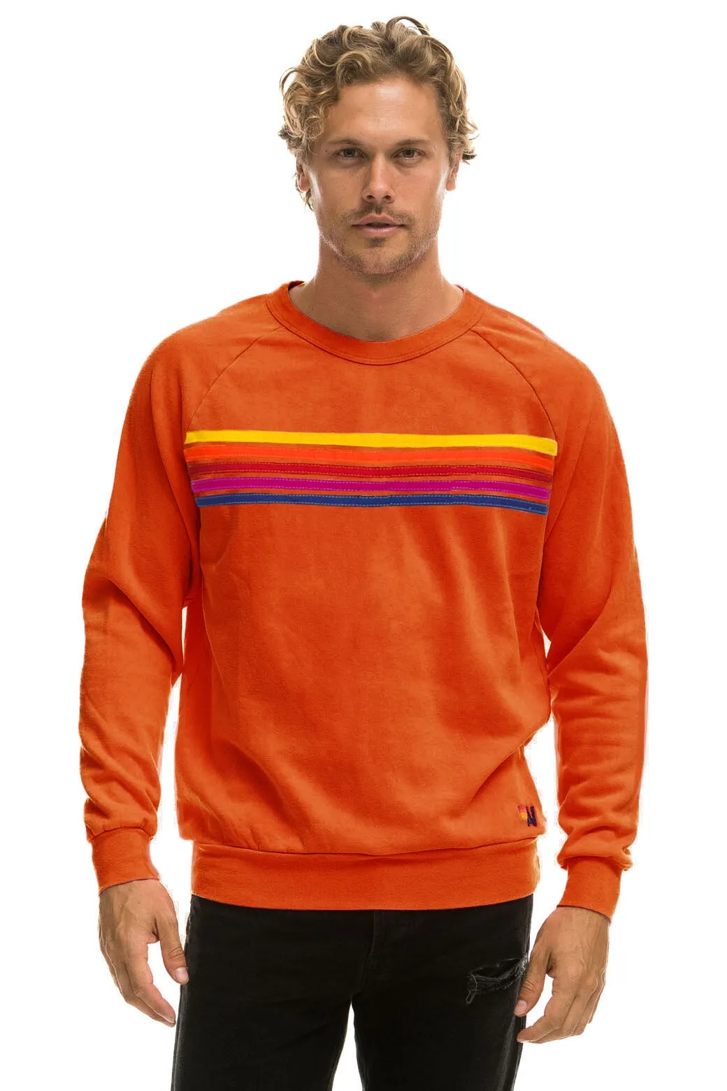 5 STRIPE CREW SWEATSHIRT - ORANGE // YELLOW // PURPLE sold by Aviator Nation product image thumbnail 2