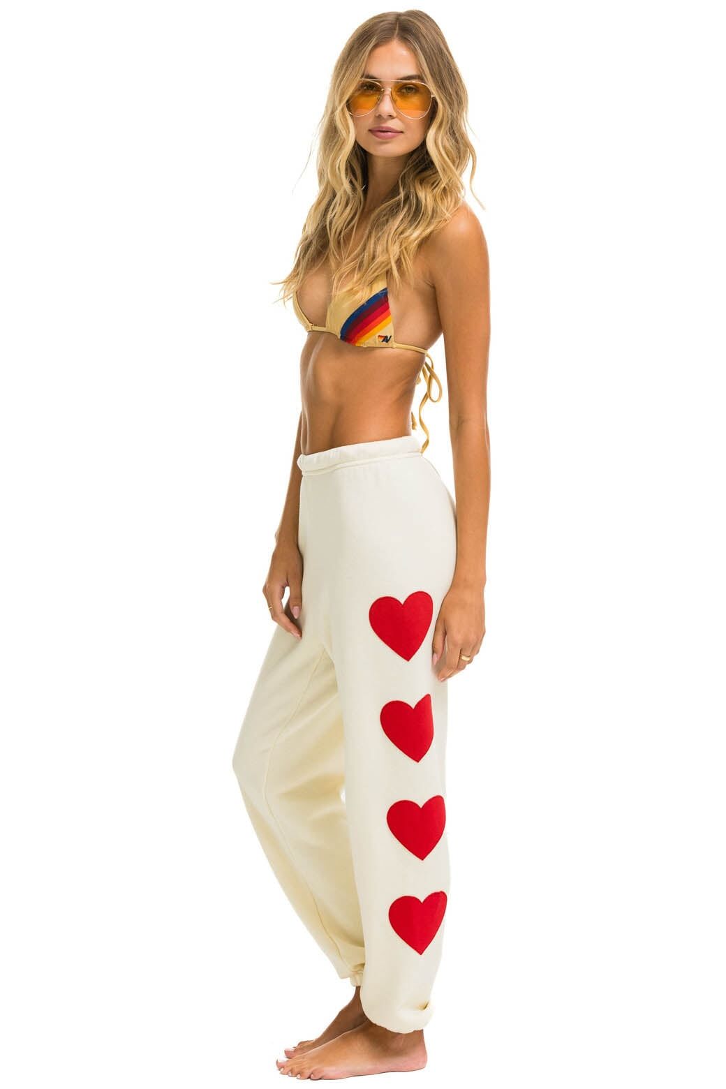 HEART STITCH 4 SWEATPANTS - VINTAGE WHITE sold by Aviator Nation