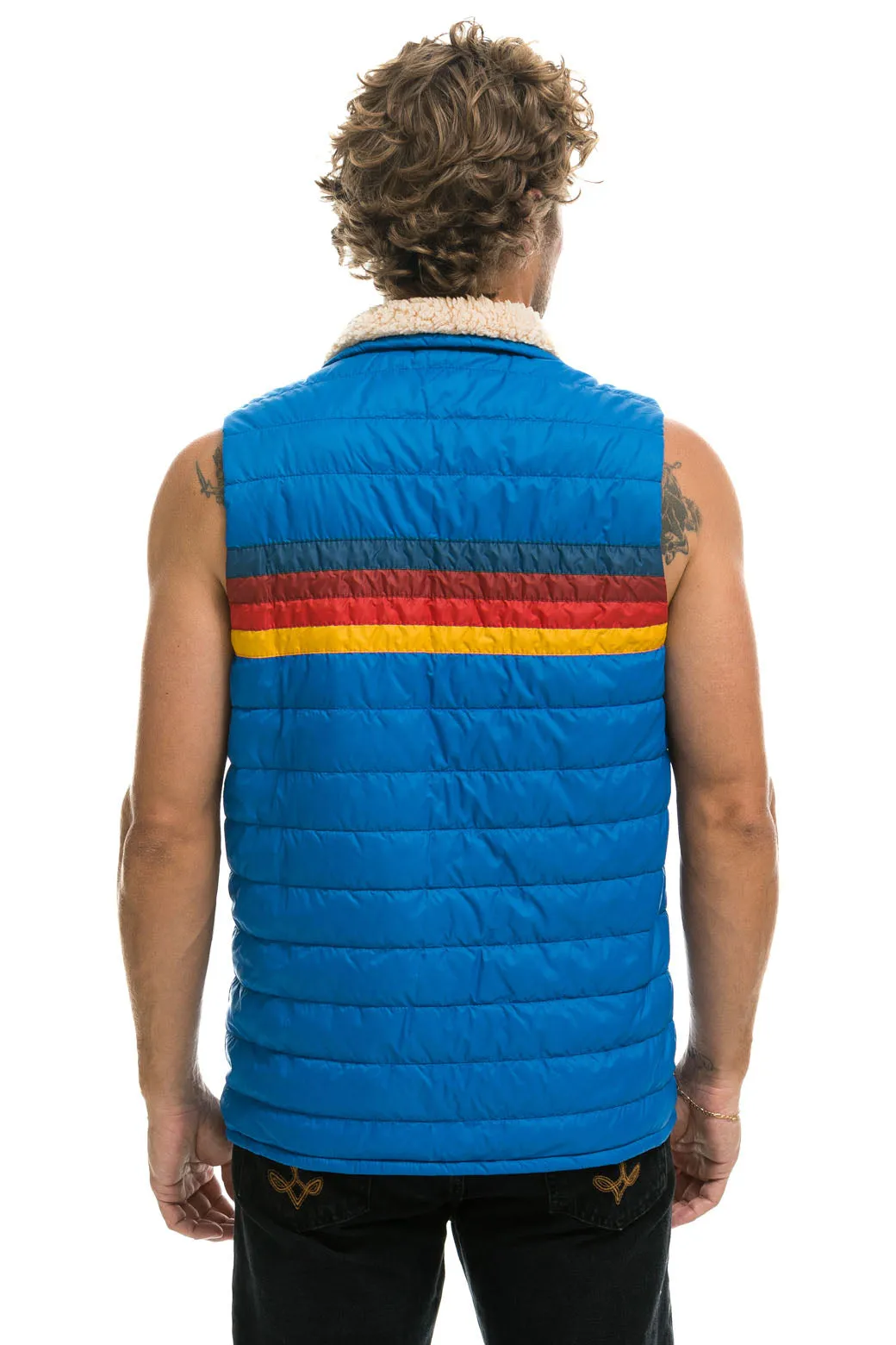 MEN'S 4 STRIPE VEST SHERPA- SNORKEL BLUE sold by Aviator Nation product image thumbnail 4