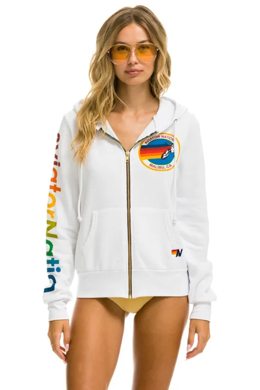 AVIATOR NATION BU ZIP HOODIE - WHITE sold by Aviator Nation