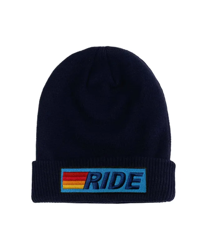 RIDE LOGO BEANIE - NAVY / BLUE sold by Aviator Nation