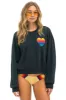 RAINBOW HEART STITCH RELAXED CREW SWEATSHIRT - CHARCOAL sold by Aviator Nation