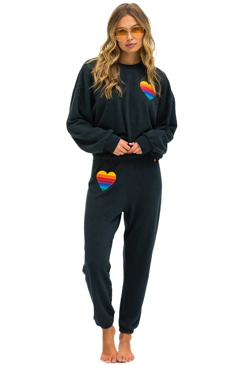 RAINBOW HEART STITCH RELAXED CREW SWEATSHIRT - CHARCOAL sold by Aviator Nation product image thumbnail 5