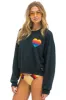 RAINBOW HEART STITCH RELAXED CREW SWEATSHIRT - CHARCOAL sold by Aviator Nation