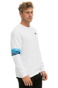 RUGBY STITCH CREW SWEATSHIRT - WHITE // BLUE sold by Aviator Nation