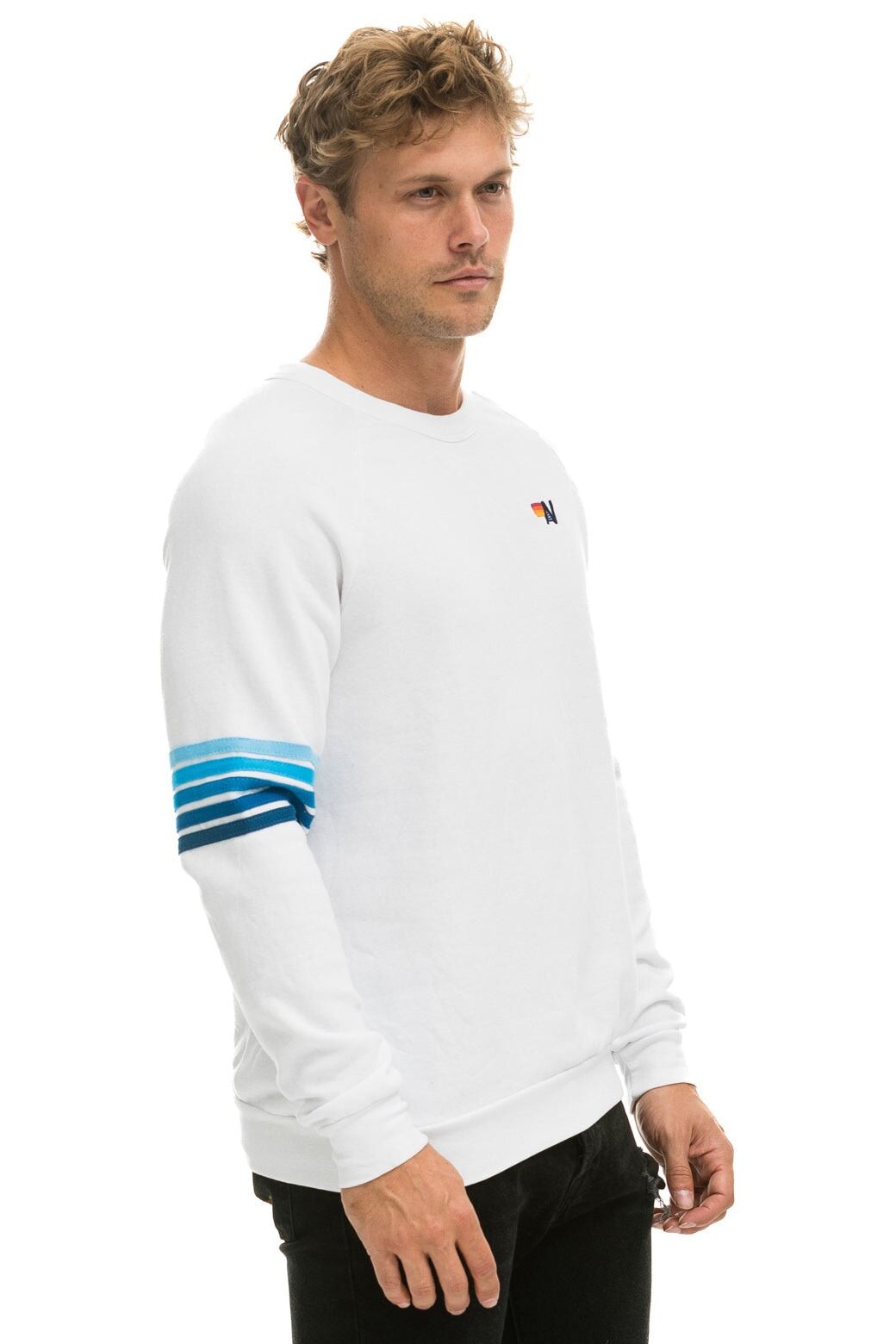 RUGBY STITCH CREW SWEATSHIRT - WHITE // BLUE sold by Aviator Nation product image thumbnail 4