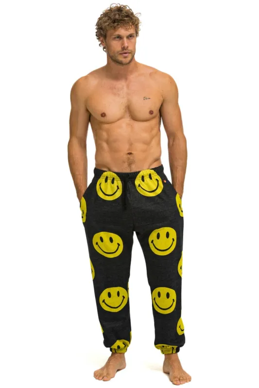 SMILEY REPEAT MENS SWEATPANTS - BLACK sold by Aviator Nation