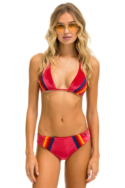 VELVET TRIANGLE BIKINI TOP - RED sold by Aviator Nation