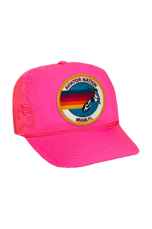 SIGNATURE MIAMI VINTAGE NYLON TRUCKER HAT sold by Aviator Nation