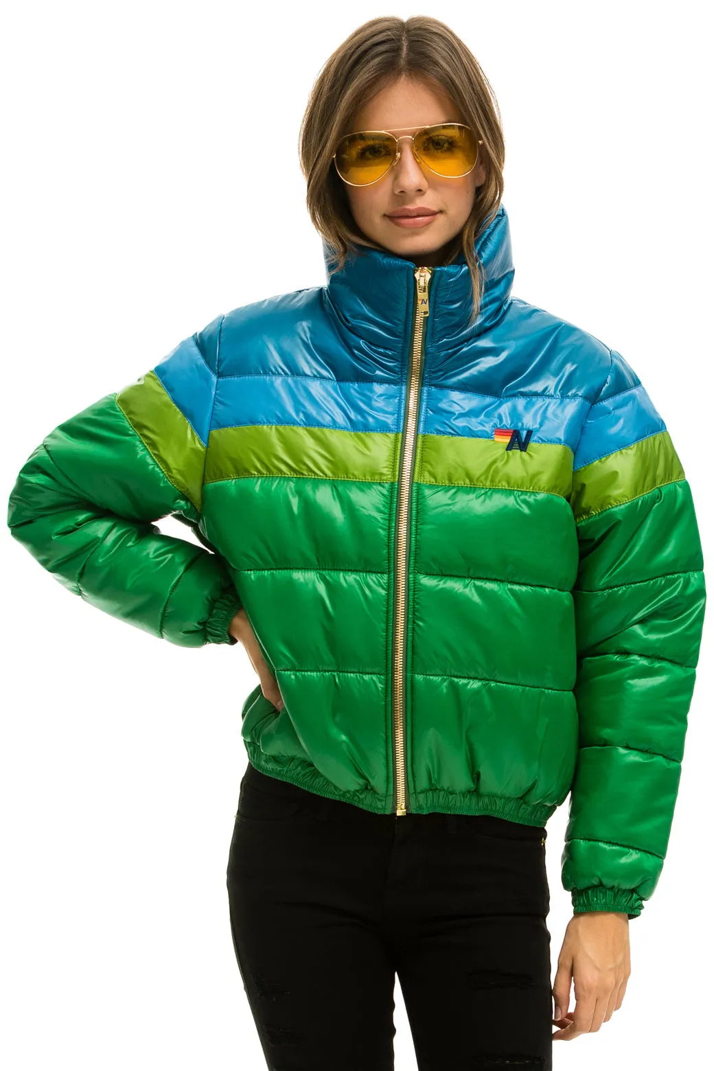 COLOR BLOCK LUXE APRES PUFFER JACKET - AMAZON GLOSSY sold by Aviator Nation product image thumbnail 2