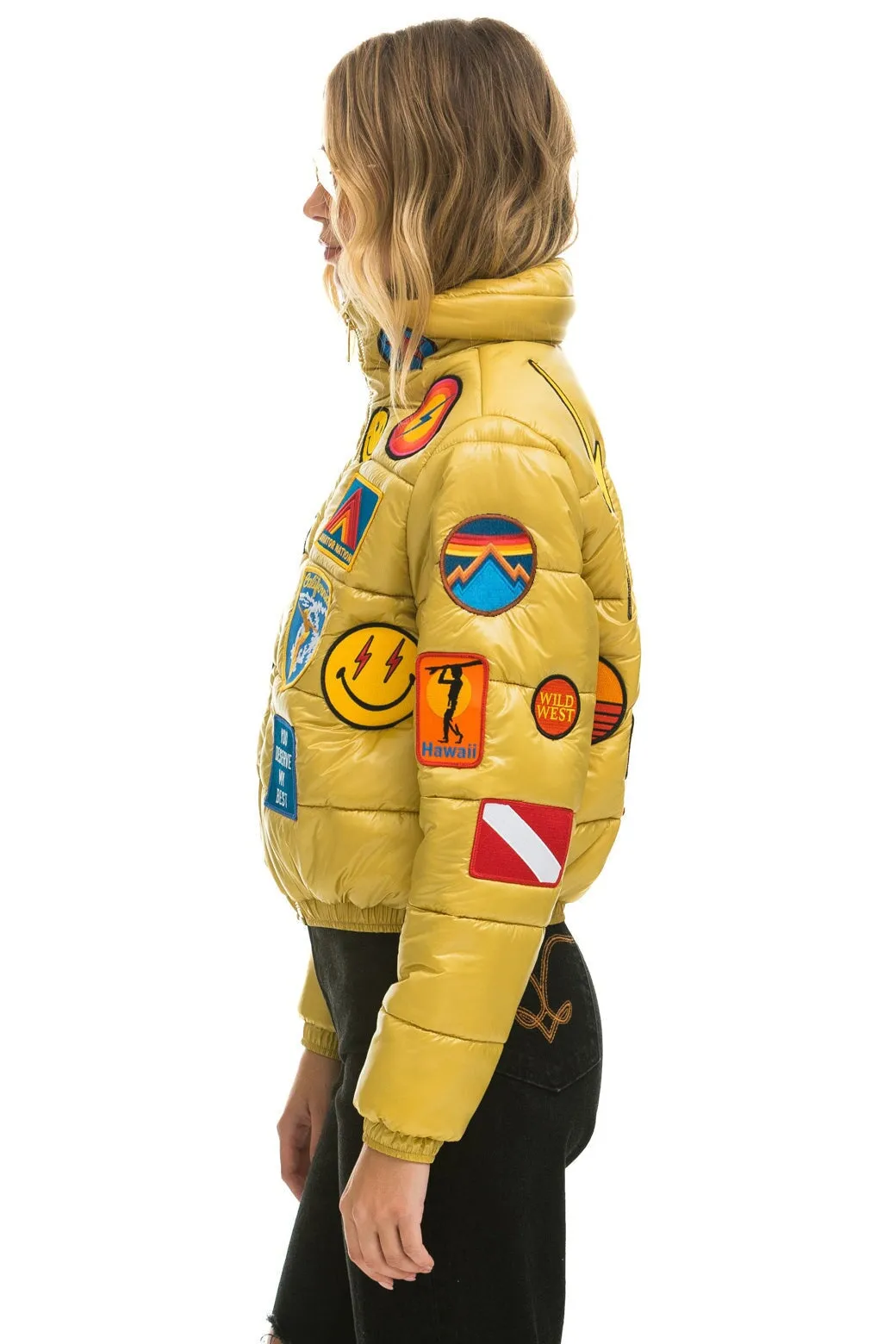 VINTAGE PATCH APRES PUFFER JACKET - HONEY GLOSSY sold by Aviator Nation product image thumbnail 3
