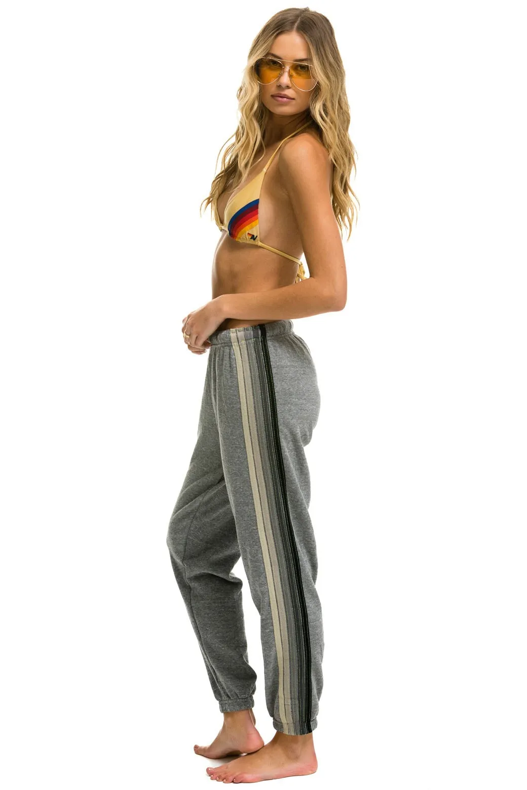 5 STRIPE SWEATPANTS - HEATHER GREY // GREY sold by Aviator Nation